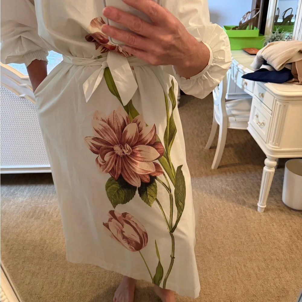 Anthropologie V Neck floral belted midi dress Size small - Picture 4 of 6
